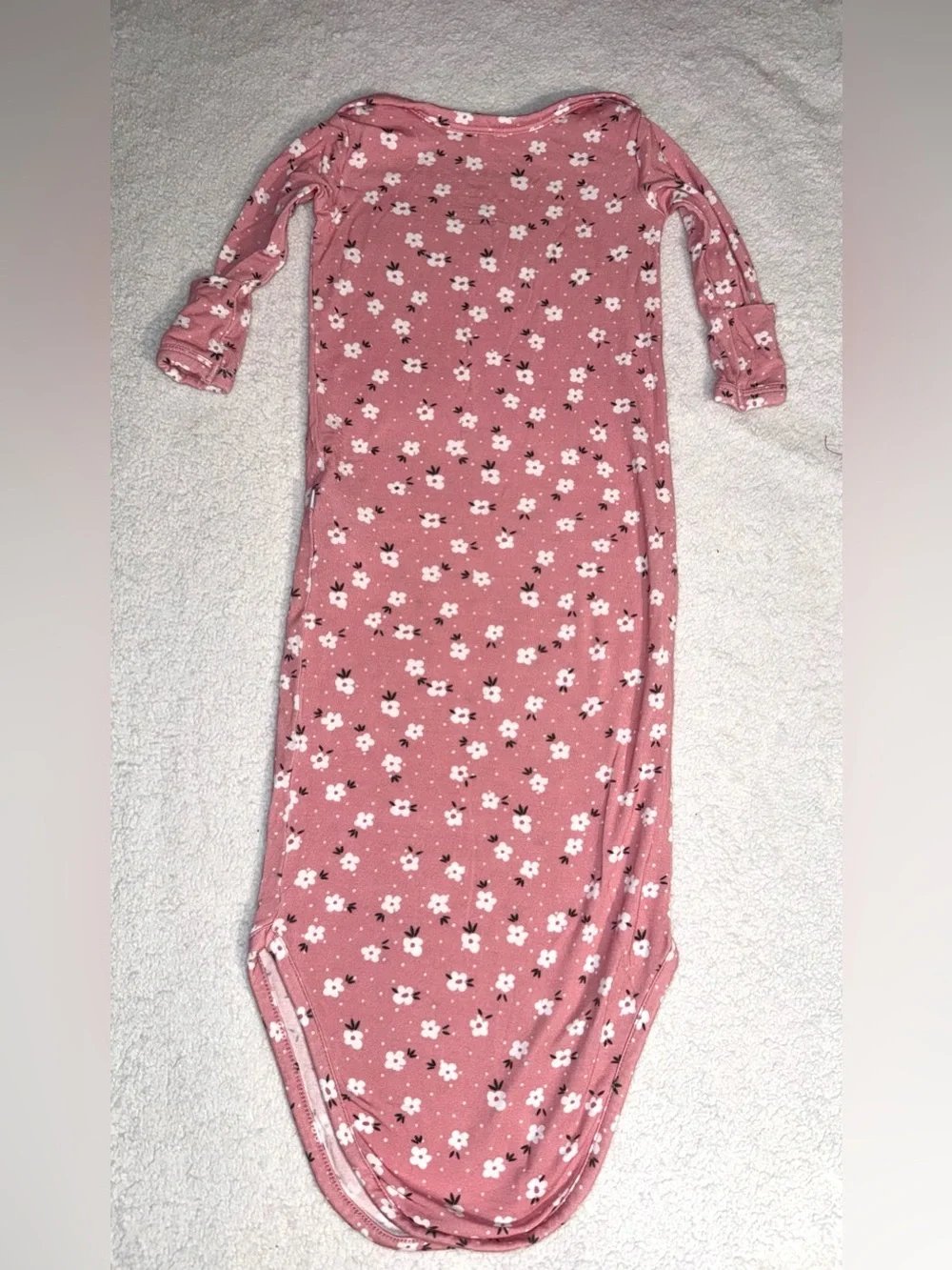 Posh Peanut Baby girl floral print long sleeve sleep gown, size 0-3 mos
